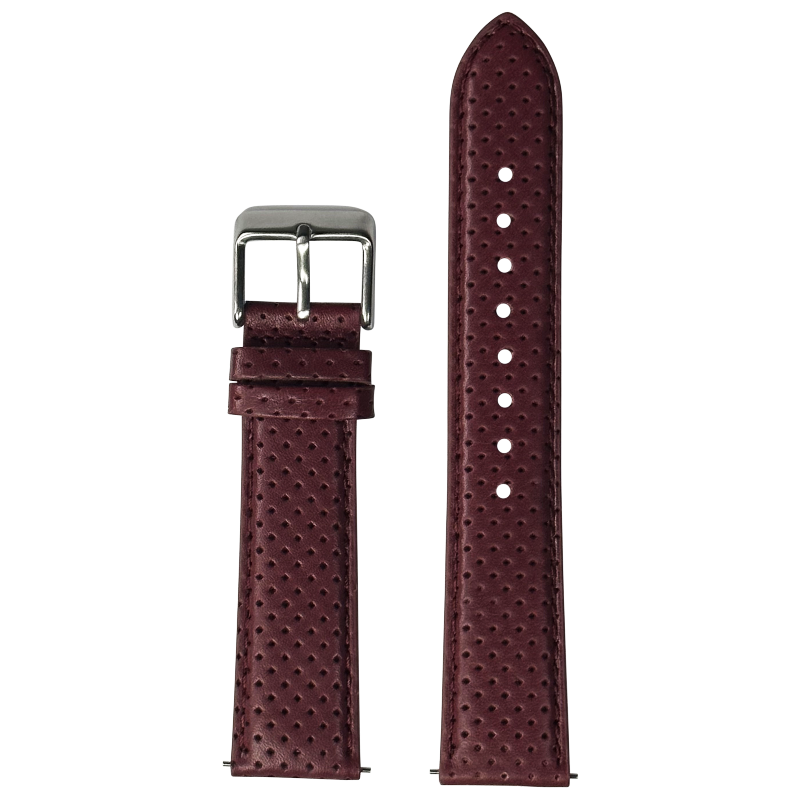 [Quick Release] Perforated Racing Leather Straps - Maroon